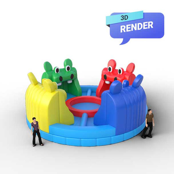 hungry hungry hippo inflatable render
