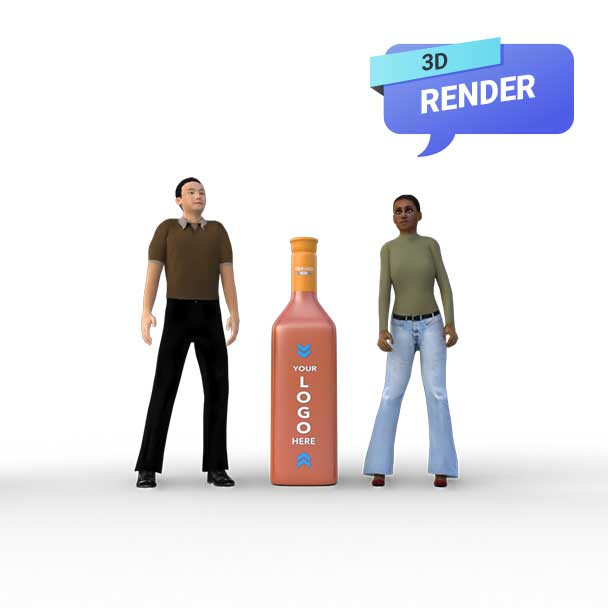 Square Liquor Bottle Render