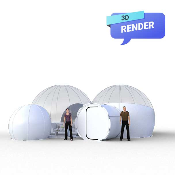 Inflatable camping tent render