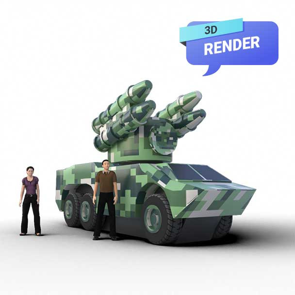 HQ-7 Missile Launcher  truck inflatable Reference Image - Launcher Setup