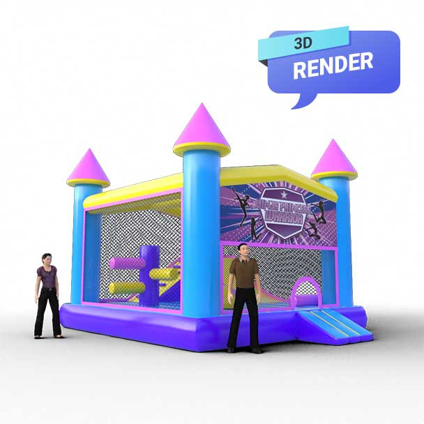small bounce house with slide render