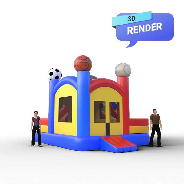 combo bounce house render