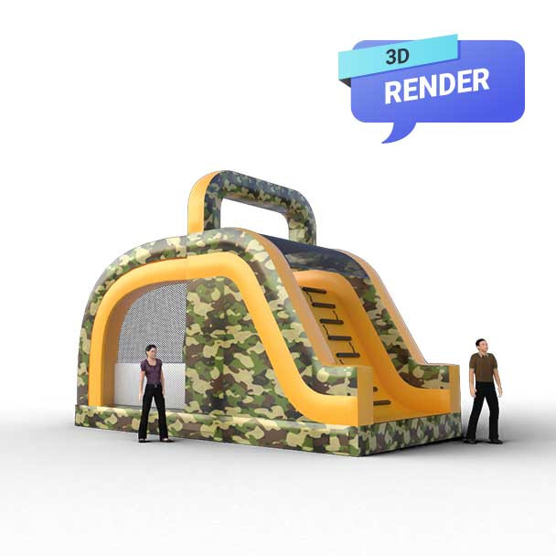 commercial inflatable obstacle course render