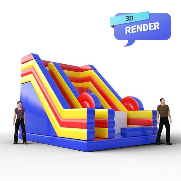 cliff jump inflatable render