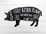 Pig, Butcher Shop Sign, Pork Meat Chart, Butcher Diagram, Meat Cuts, Kitchen Wall Art Metal Sign