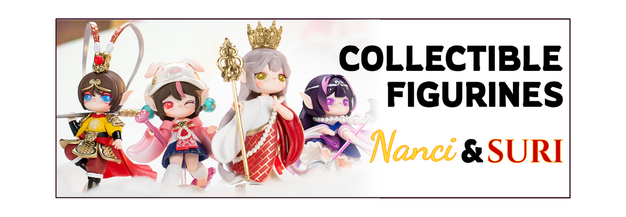 Four collectible figurines from the Nanci and Suri lines