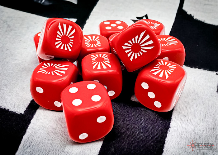 Japan Flag Red/White Six-Sided Dice—Set of 12 (Sold Out - Restock