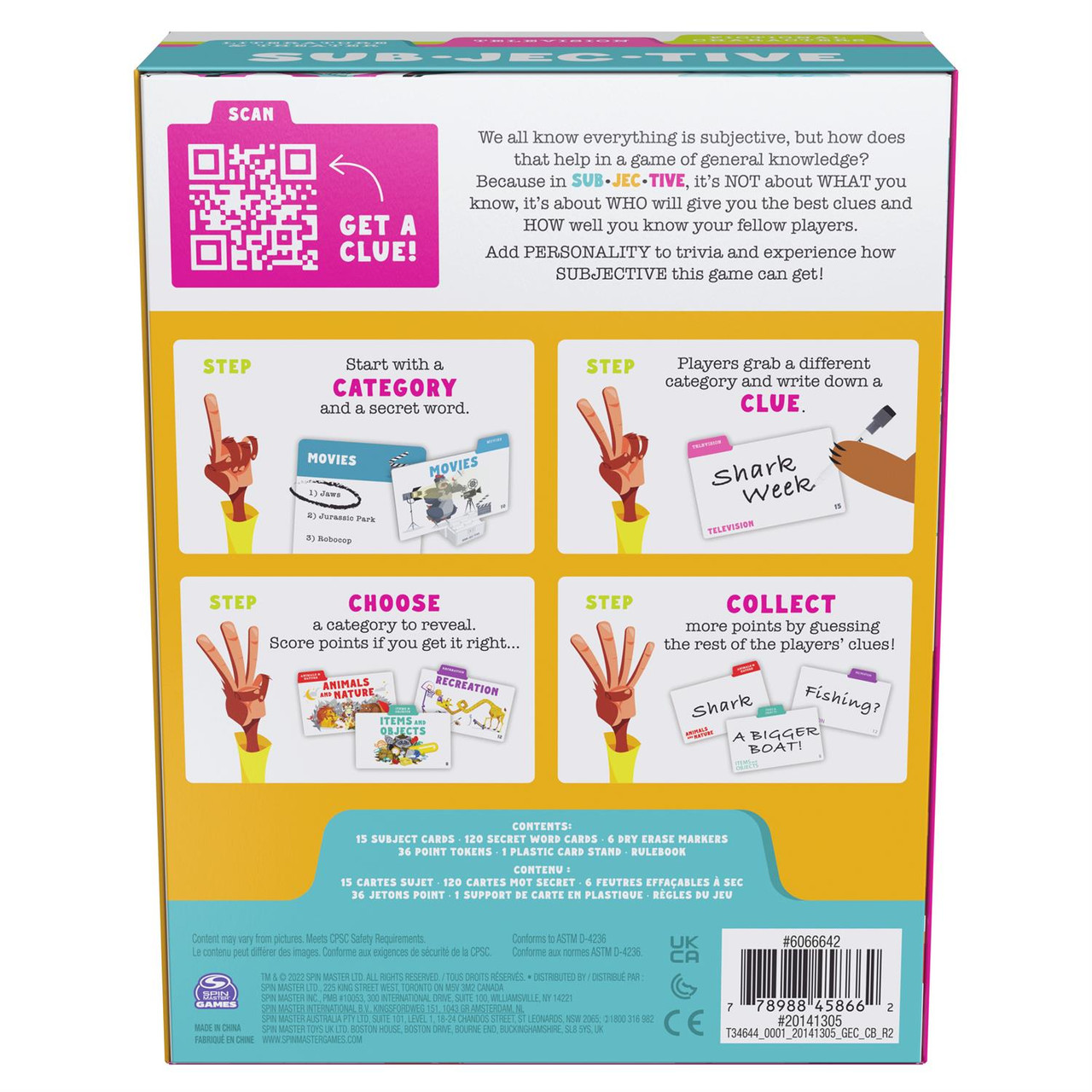 SUBJECTIVE, A Personality Trivia Game Board Game Barrister