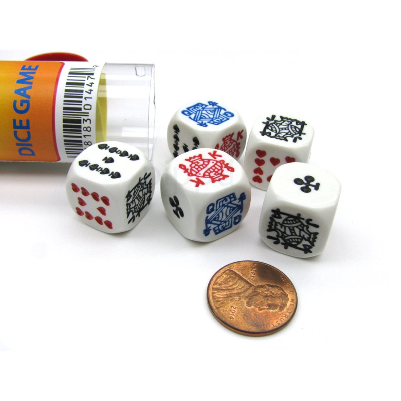 NEW 8-Sided Poker Dice Game in Tube 5 Eight Sided D8 Gambling Set Koplow