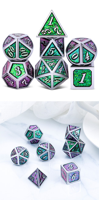 Cathedral Glass Metal Dice Set
