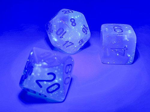 light on Gemini Luminary Turquoise-White & Blue Dice sparkling 