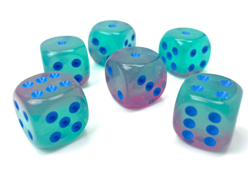  Luminary Green-Pink/Blue Six-Sided Dice