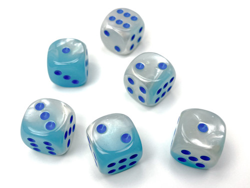  Luminary Turquoise-White/Blue Six-Sided Dice