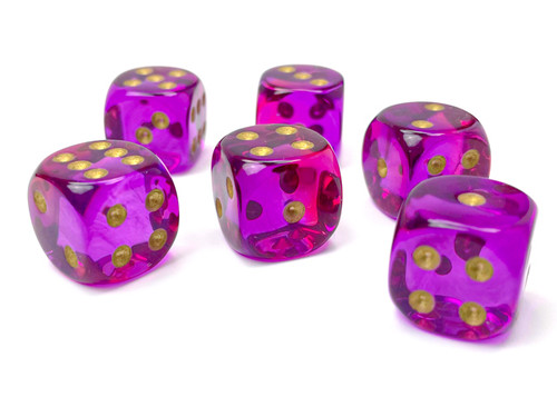  Translucent Red-Violet/Gold Six-Sided Dice