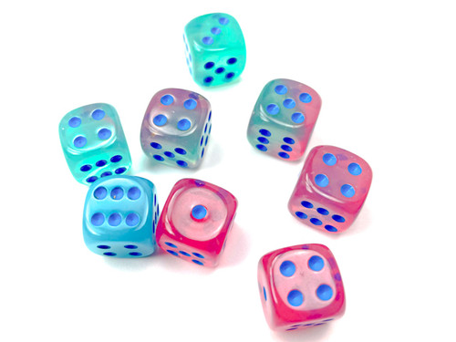  Luminary Green-Pink/Blue Six-Sided Dice