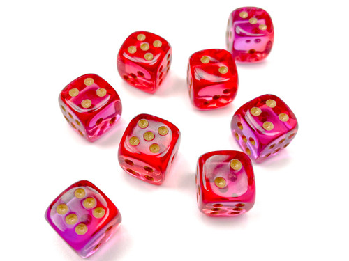 Translucent Red-Violet/Gold Six-Sided Dice