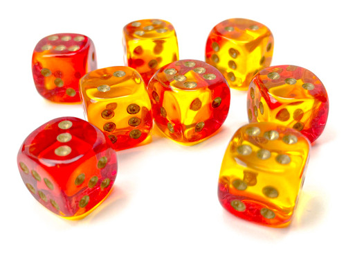 Yellow, red, orange d6 