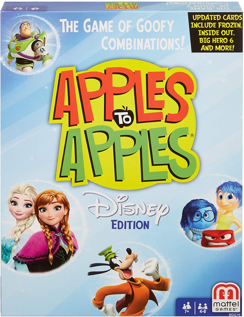 Disney Apples to Apples- characters from Frozen, Inside Out, and more on light blue box