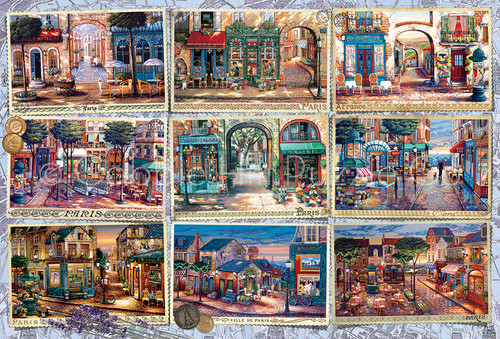 Close up of Memories of Paris , 9 different postcards