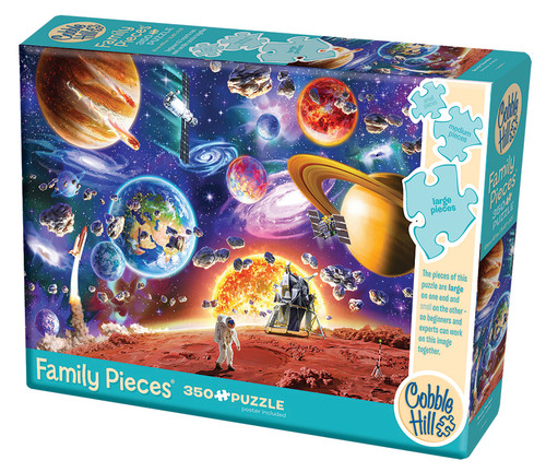 Space Travels  front of puzzle box, teal box