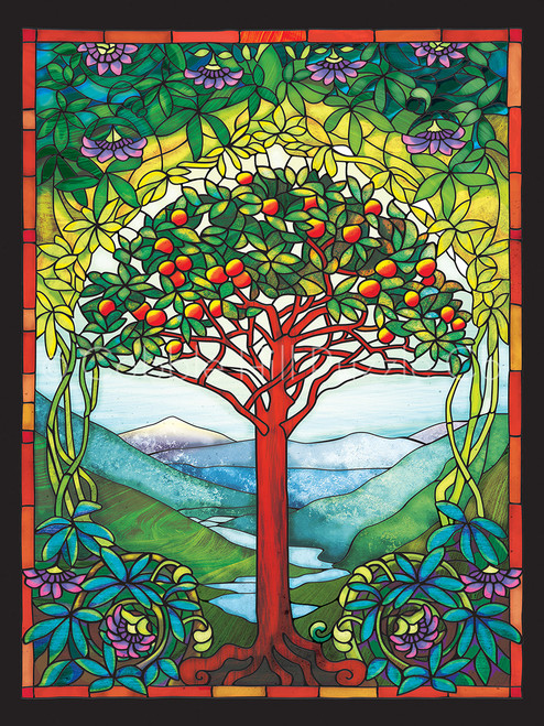 close up of Tree of Life Stained Glass completed puzzle