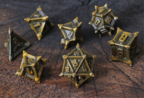 Morningstar Strike Metal Dice Set - golden in color 