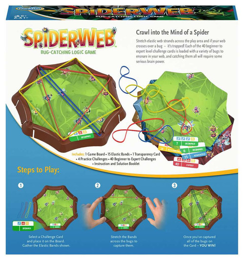 Back of game box, featuring a mold with rubber bands and bugs