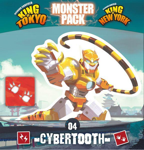  King of Tokyo 2nd Edition: Cybertooth - front of product featuring a golden Cybertooth on blue package