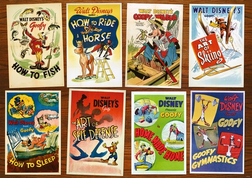 8 classic posters of Goofy 