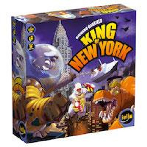 King of New York front of package New York in the background with a dinosaur and other fighting foes