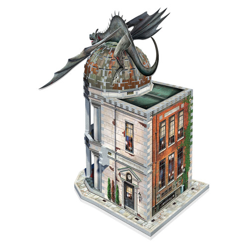 Close up of back of bank with puzzle assembled