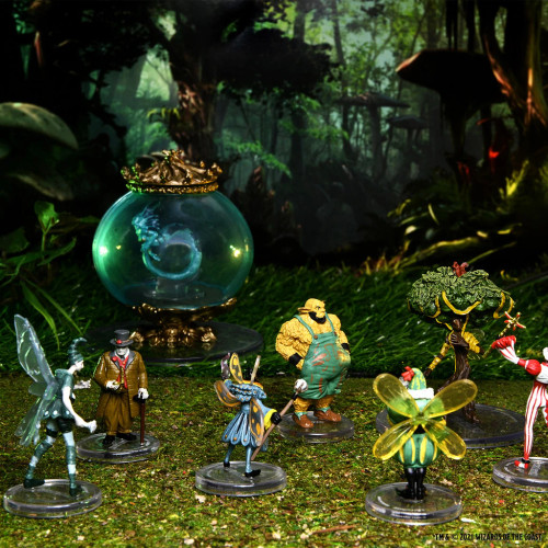 Witchlight Carnival Premium Set - Dungeons & Dragons Miniatures in an artistic setting 