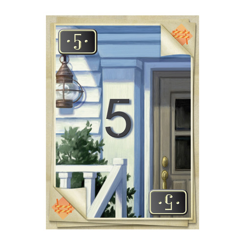 House number 5 on a card