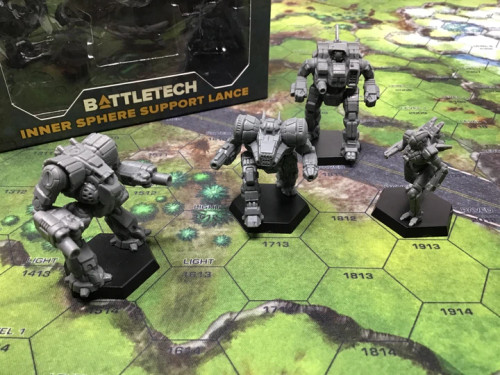 Inner Sphere: Support Lance—BattleTech- minis on a map
