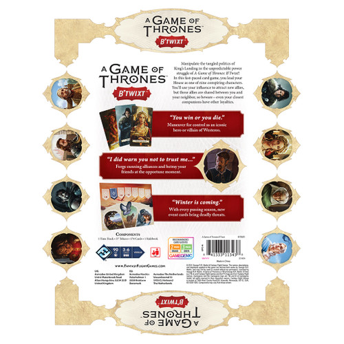 A Game of Thrones: B'Twixt back of box