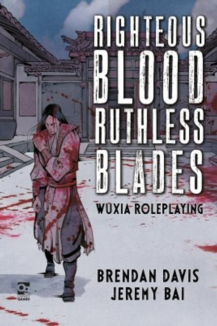 Righteous Blood, Ruthless Blades- character holding shoulder covered in blood