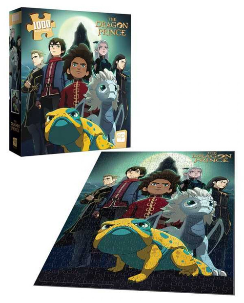 Dragon Prince Storm Spire 1000pc featuring the characters looking solemn 