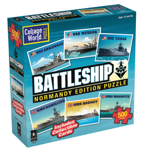 Battleship Hasbro Collage 500pc puzzle box cover featuring 6 Naval Ships