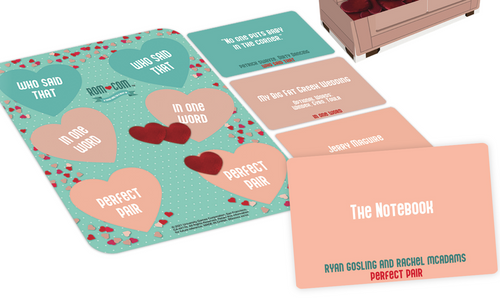 Rom Com Trivia game set up