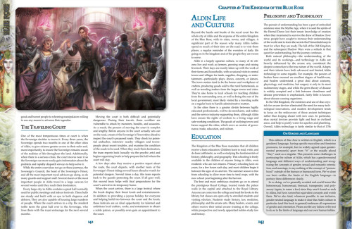 Blue Rose, The AGE RPG of Romantic Fantasy sample pages "the traveling court" 