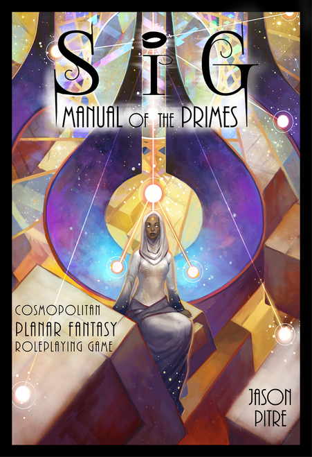 Sig: Manual of the Primes cover with white robed lady with glowing eyes