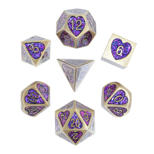 Metallic heart boarder and numbers  with blue/purple glitter background 