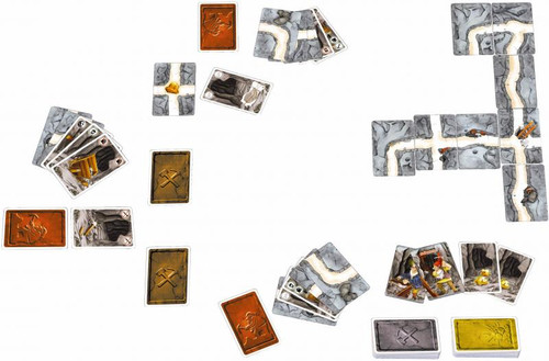 Game layout with cards and mining map cards