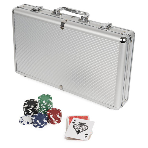 Poker Set, 200-Piece  closed silver brief case