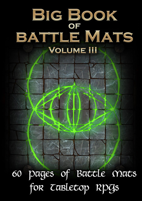 Big Book of Battle Mats Volume 3 cover - overlapping green circles on a 1 inch grid