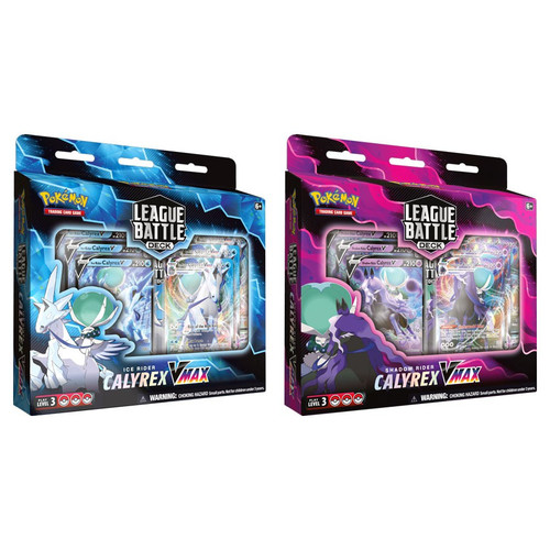 Calyrex VMAX League Battle Deck–Pokemon TCG (1 of 2 variants)  Packs highlighted in pink and blue