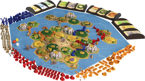 Catan 3D Edition setup with Seafarers + Cities & Knights Expansions
