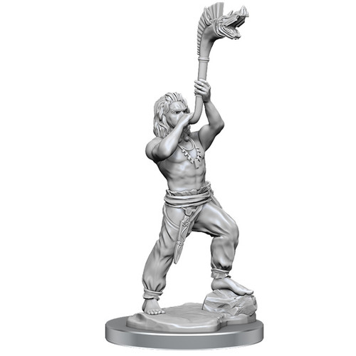 Shirtless Humanoid playing a horn