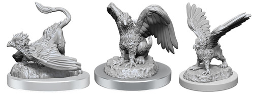 Griffon Hatchlings—D&D Nolzur's Marvelous Miniatures W17- three different poses of baby griffons
