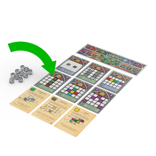  Sagrada: Glory Expansion game components- stain glass cards